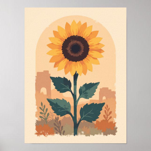 Minimalistisk solros i Boho Poster (Framsidan)
