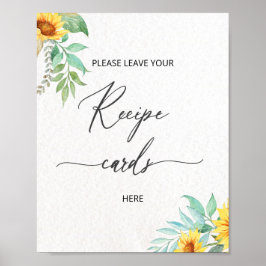 Minimalistisk solros lämnar ditt recept här poster