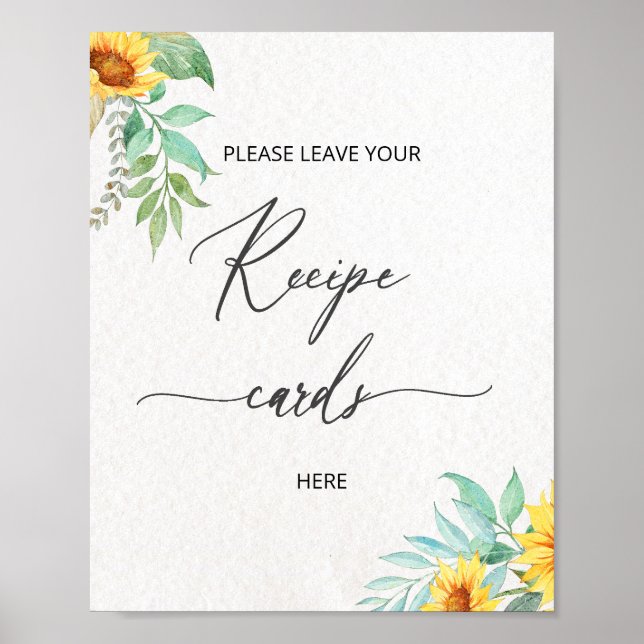 Minimalistisk solros lämnar ditt recept här poster (Framsidan)