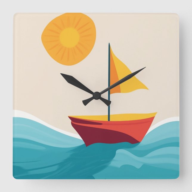 Minimalistisk sommar Äventyr Fyrkantig Klocka (Framsida)