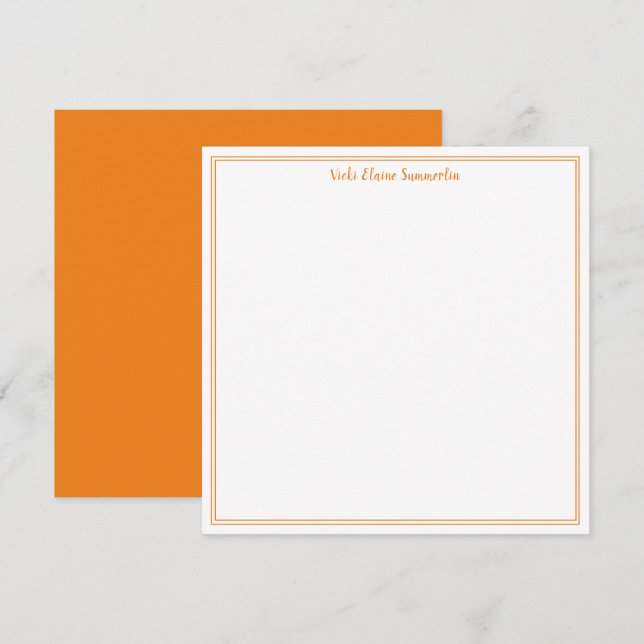 Minimalistisk sommartangerine och vit Contemporary Tack Kort (Fram/baksida)