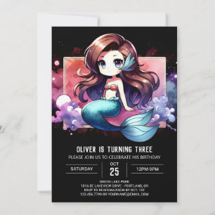 Minimalistisk söß Mermaid födelsedag Inbjudningar