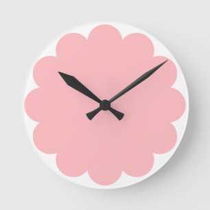 Minimalistisk söt pastell rosa blommott silhuett  rund klocka