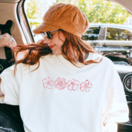 Minimalistisk Söt Rosa Blommig Sommar 4 Blommor T Shirt