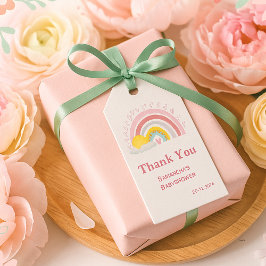 Minimalistisk Söt Rosa Regnbåge Sol Bebis Kalas Ta Presentetikett