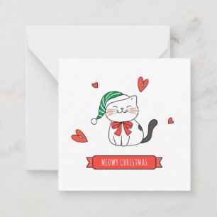 Minimalistisk söt Santa Kitty Katt Meowy jul  Anteckningskort