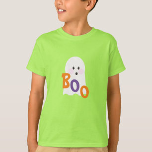 Minimalistisk Söt Spöke med Halloween Bokstäver T Shirt