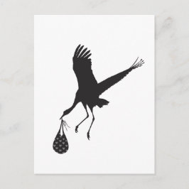 Minimalistisk söt stork Unisex Baby Shower-inbjuda Vykort