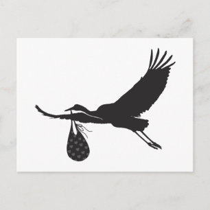 Minimalistisk söt stork Unisex Baby Shower-inbjuda Vykort