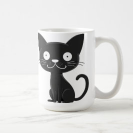 Minimalistisk Söt Svart Katt Tecknad Katt Älskare Kaffemugg