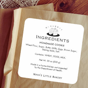 Minimalistisk Söt Tårta Logotyp Bageri Ingrediens Fyrkantigt Klistermärke
