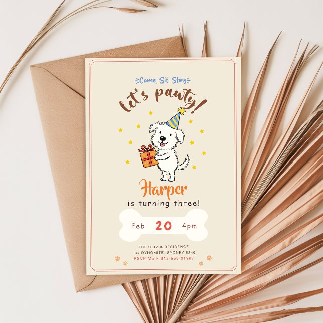 Minimalistisk Söt Valp Husdjur Hund Pawty Födelsed Inbjudningar (Skapare uppladdad)