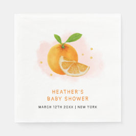 Minimalistisk sötad Orange Citrus Baby Shower Pappersservett