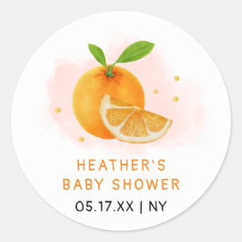 Minimalistisk sötad Orange Citrus Baby Shower Runt Klistermärke