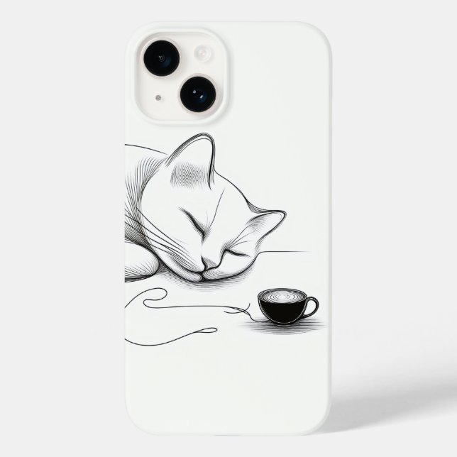 Minimalistisk sovande katt Linje konst & Heart Lat (Baksida)