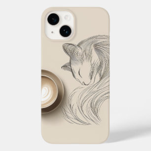 Minimalistisk sovande katt Linje konst & Heart Lat