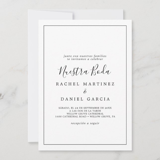 Minimalistisk spansk Nuestra Boda Inbjudningar (Framsida)