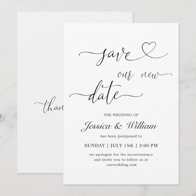 Minimalistisk Spara av Elegant vårt nya uppskjutna Inbjudningar (Fram/baksida)