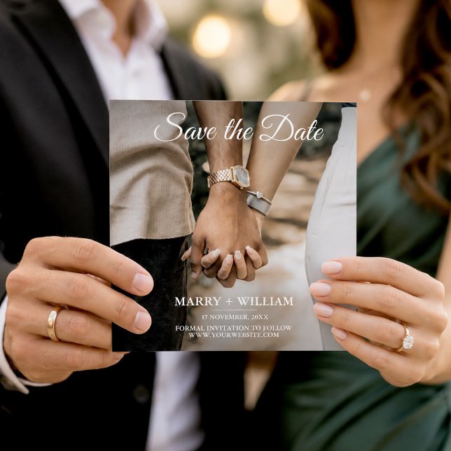 Minimalistisk Spara Datum Foto Bröllop  Meddelande (Minimalist Save the Date Photo Wedding Announcement, Wedding Invitation)