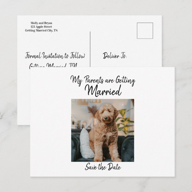 Minimalistisk Spara Datum från hunden Meddelande Vykort (Fram/baksida)