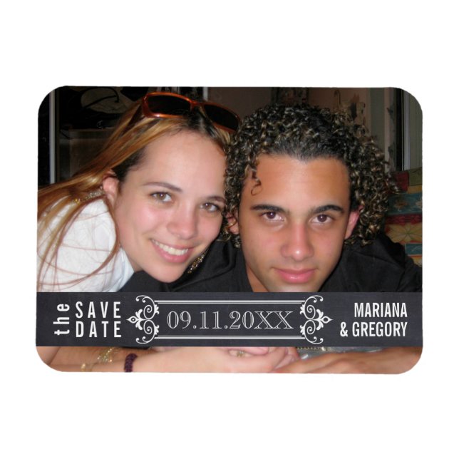 Minimalistisk Spara datum modern bröllopsfoto Magnet (Horisontell)