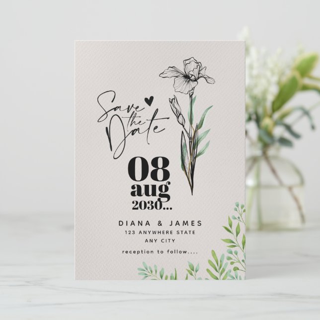 Minimalistisk Spara Datum Vildblomma Bröllop  Inbjudningar (Stående Fram)