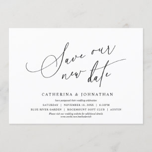 Minimalistisk, Spara vårt nya datum, Ändra datum Inbjudningar