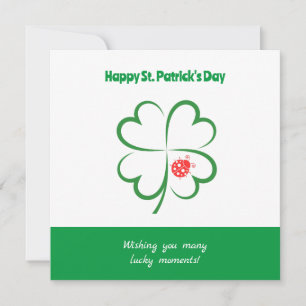 Minimalistisk St patricks day, 4 Löv Klöver, Ladyb Kort