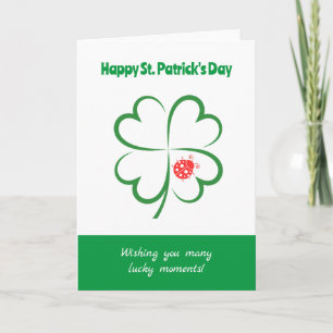 Minimalistisk St patricks day, 4 Löv Klöver, Ladyb Kort