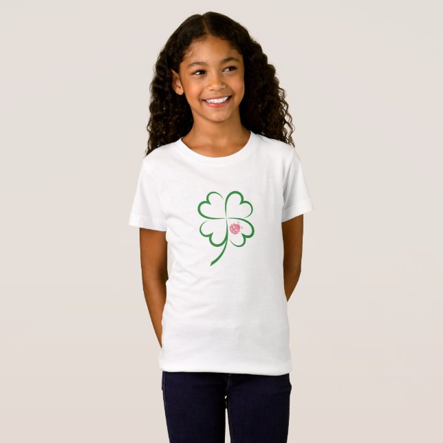 Minimalistisk St patricks day, 4 Löv Klöver, Ladyb T Shirt (Hel framsida)