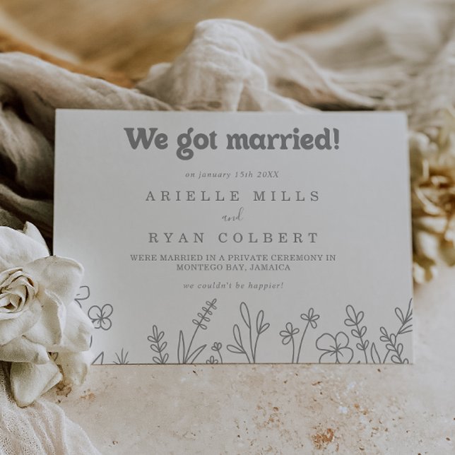 Minimalistisk städad grå vildblommaelopement meddelande (Skapare uppladdad)