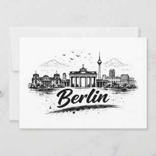 Minimalistisk stadsbild konst från Berlin Tyskland Kort