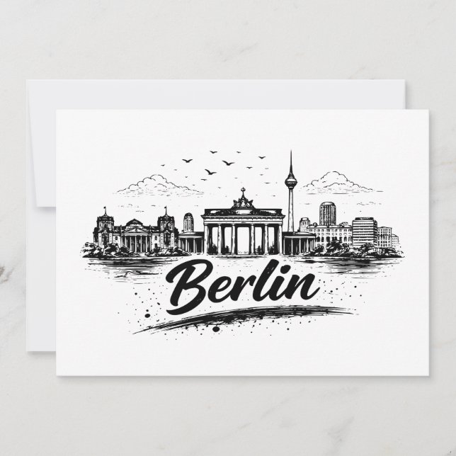 Minimalistisk stadsbild konst från Berlin Tyskland Kort (Framsida)