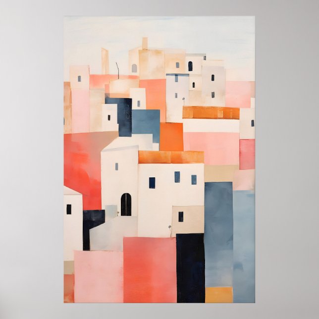 Minimalistisk stadstryck Abstrakt landskaps konst, Poster (Framsidan)