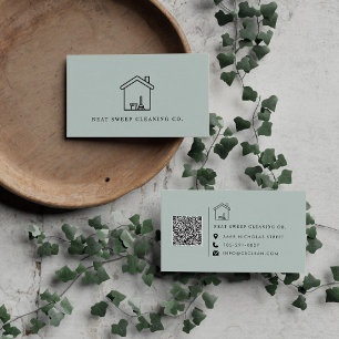 Minimalistisk Städtjänst QR-kod Varumärke Visitkort