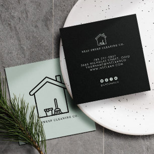 Minimalistisk Städtjänst QR-KOD Varumärkesverksamh Fyrkantigt Visitkort