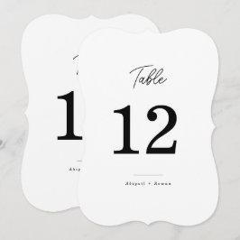 Minimalistisk stansad script bröllopsbord nummer inbjudningar