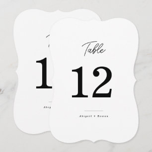 Minimalistisk stansad script bröllopsbord nummer inbjudningar