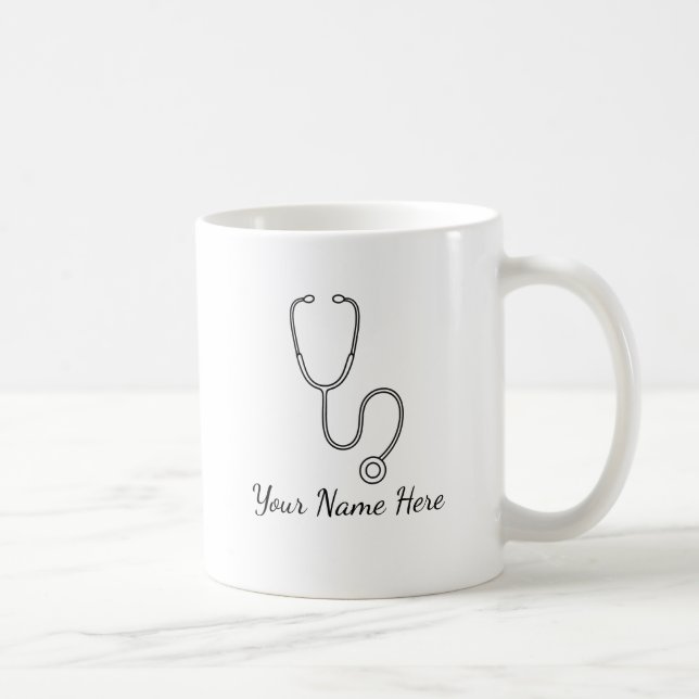 Minimalistisk Stetoskop Linje Konst Personlig Mugg (Höger)