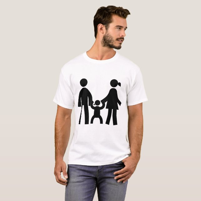 Minimalistisk Stick figur-ikon T-shirt för familje (Hel framsida)