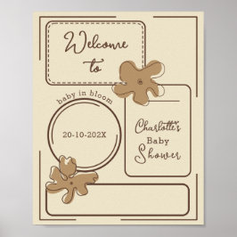 Minimalistisk Stil Blomster Anteckningar Baby Show Poster