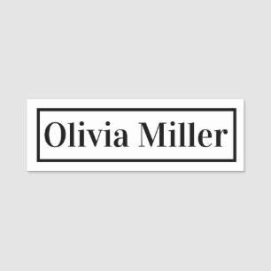 Minimalistisk Stilren Svart Och Vit Anpassad Namnbricka