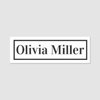 Minimalistisk Stilren Svart Och Vit Anpassad Namnbricka