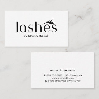 Minimalistisk Stilren Svart Vit Lash Artist Visitkort