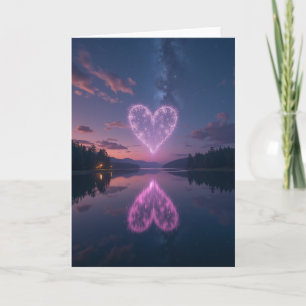 Minimalistisk stjärnig hjärtesjö-kort kort