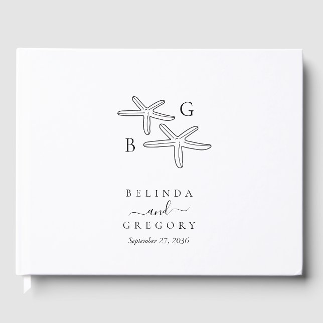 Minimalistisk stjärtfångare Monogram Bröllop Gästböcker (Framsida)