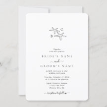 Minimalistisk stjärtfångare Monogram Bröllop