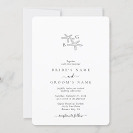 Minimalistisk stjärtfångare Monogram Bröllop Inbjudningar