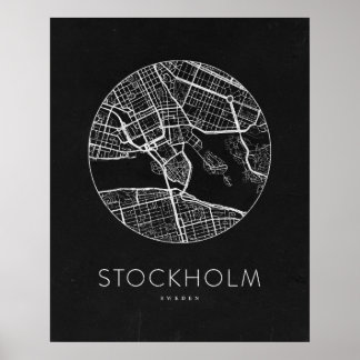 Minimalistisk Stockholms stad Karta Poster