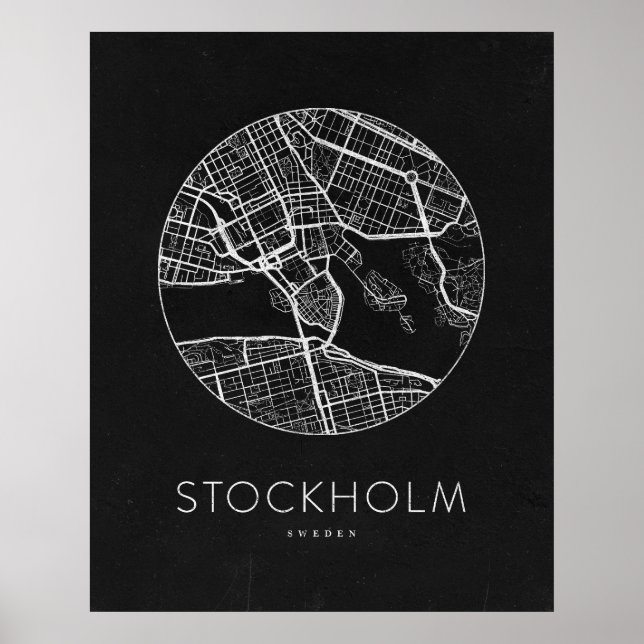 Minimalistisk Stockholms stad Karta Poster (Framsidan)